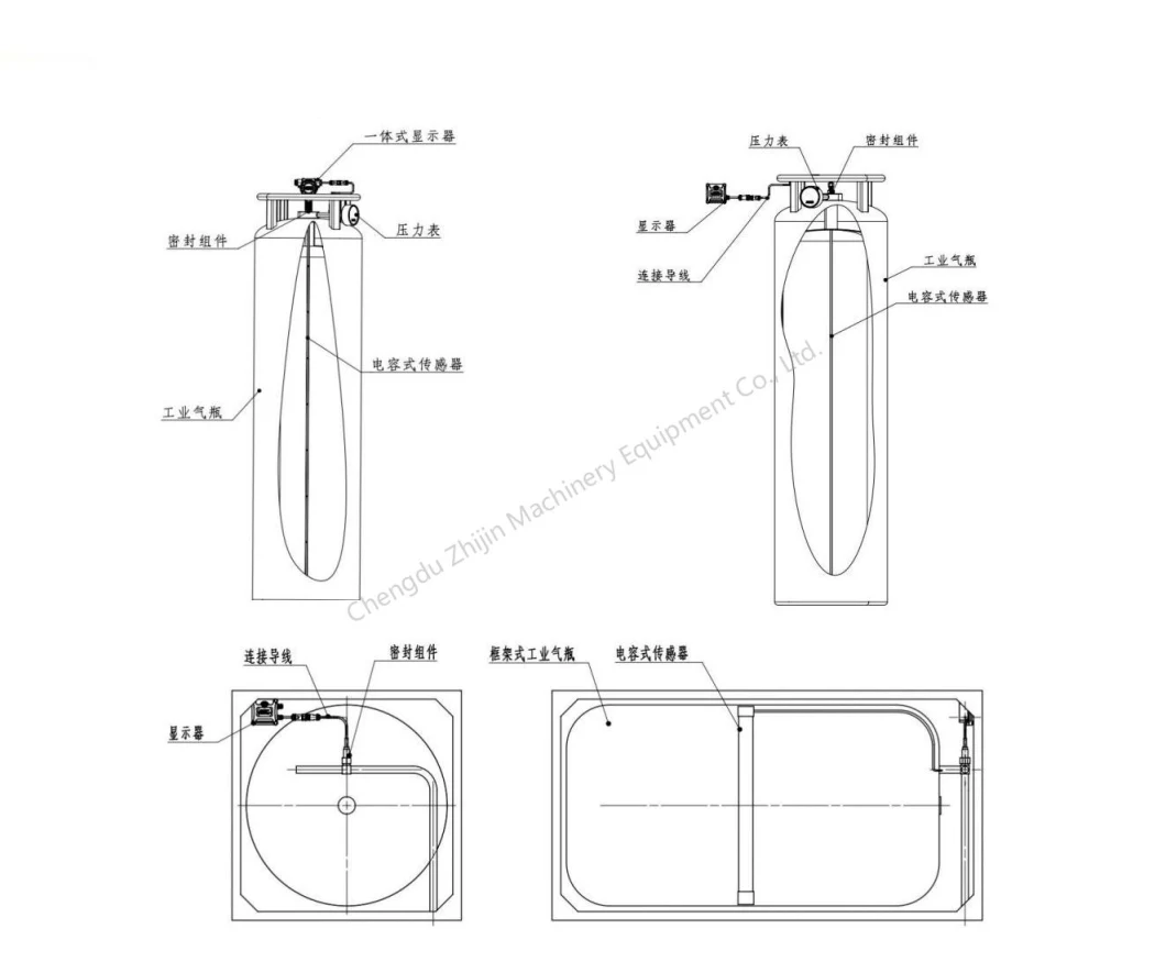 LNG Storage Fuel Tank Accessories Capacitance Level Sensor/Transducer Transmitter Pressure Sensor Displayer Coaxial Cable